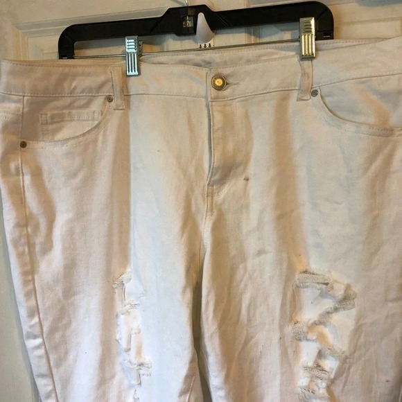 Wax Jeans Mid Rise Distressed skinny white women Plus Size 20 Pockets - Picture 10 of 12